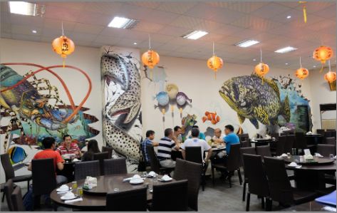 襄阳海鲜餐厅墙体彩绘